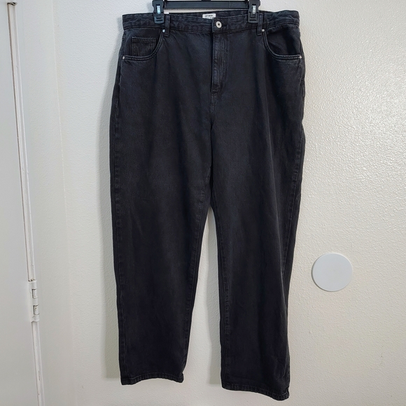 Cotton On Women's Midnight Black Curve Baggy Straight Leg Jeans Sz 12 High Rise - Picture 2 of 14